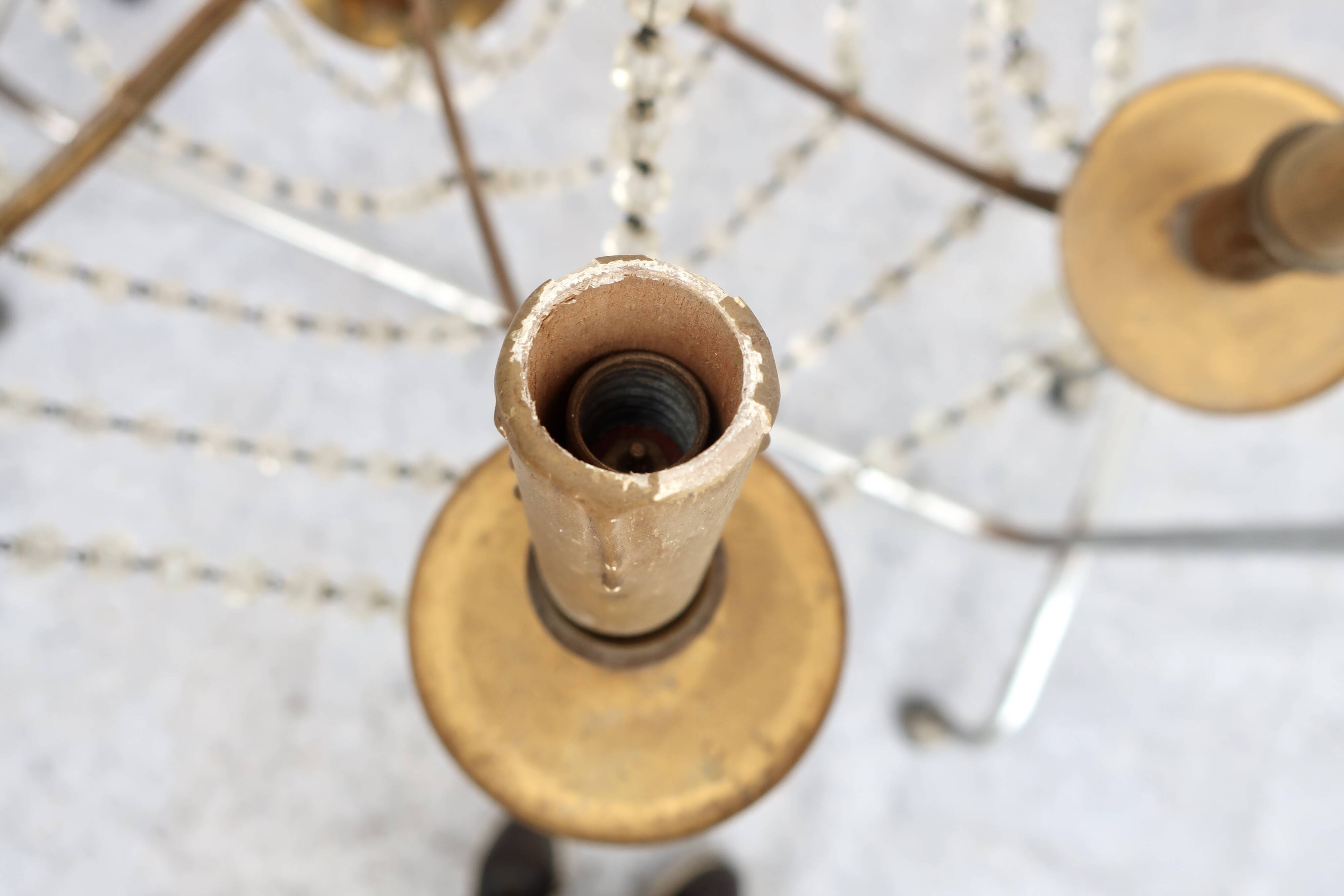 8-Light Bronze Chandelier with Crystal Tassels