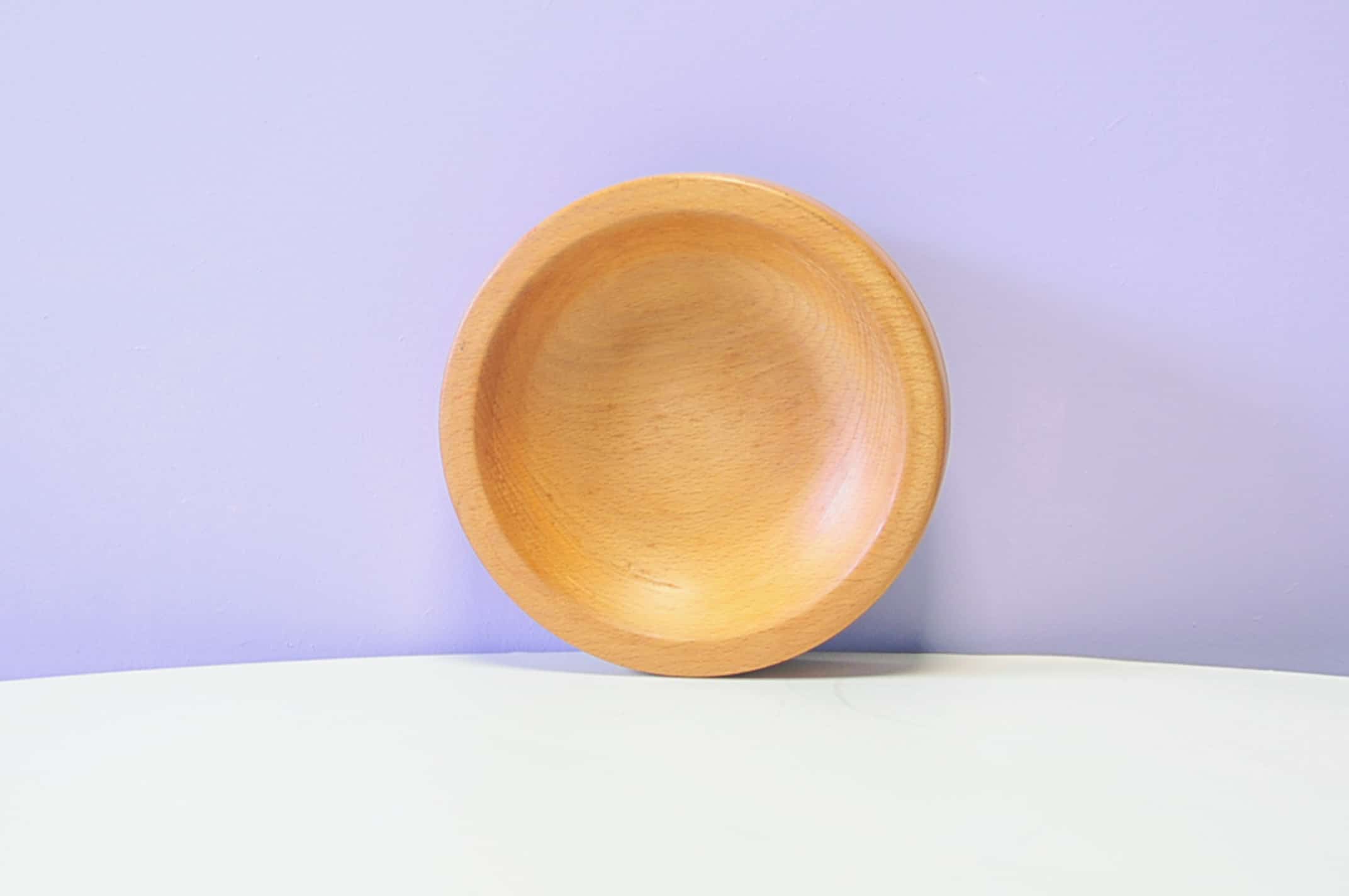 Vintage light wood brutalist bowl