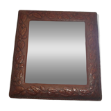 Espejo de pared de cuero. España, 1970s.