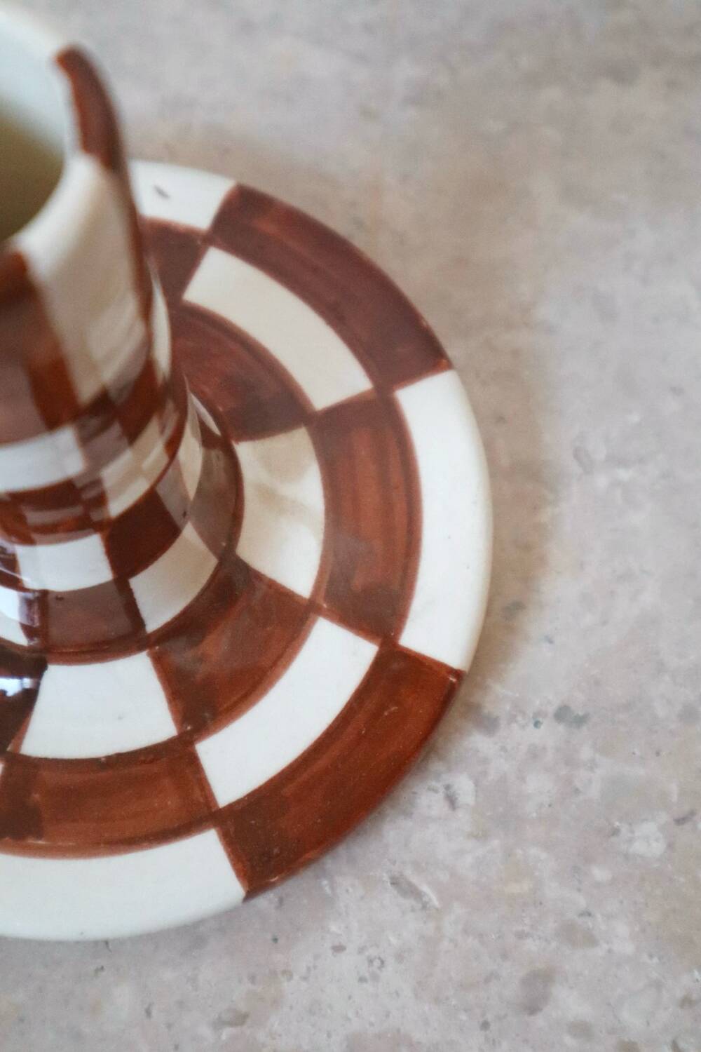 Handmade Brown Checkered Candlestick Holder