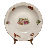 Plat creux porcelaine à feu décor légumes liseré doré - années 60