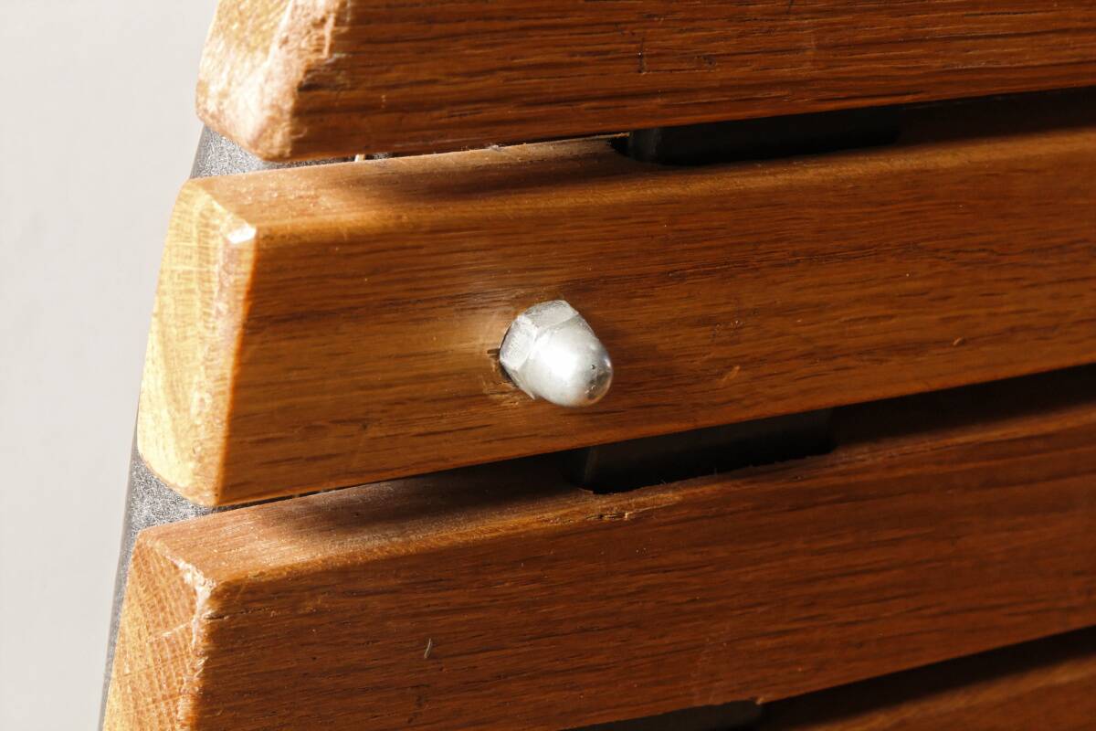 Handcrafted chair, laminated wood and leather