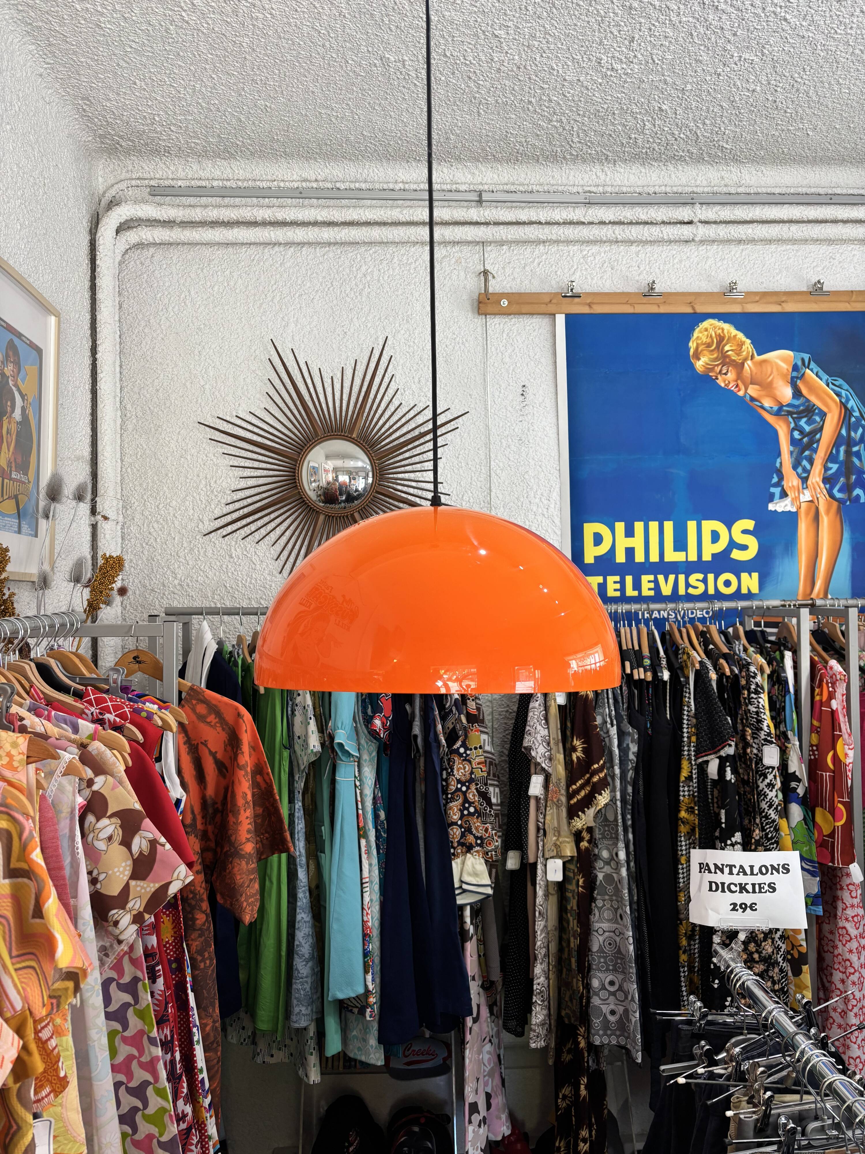 Space Age orange pendant light 1970