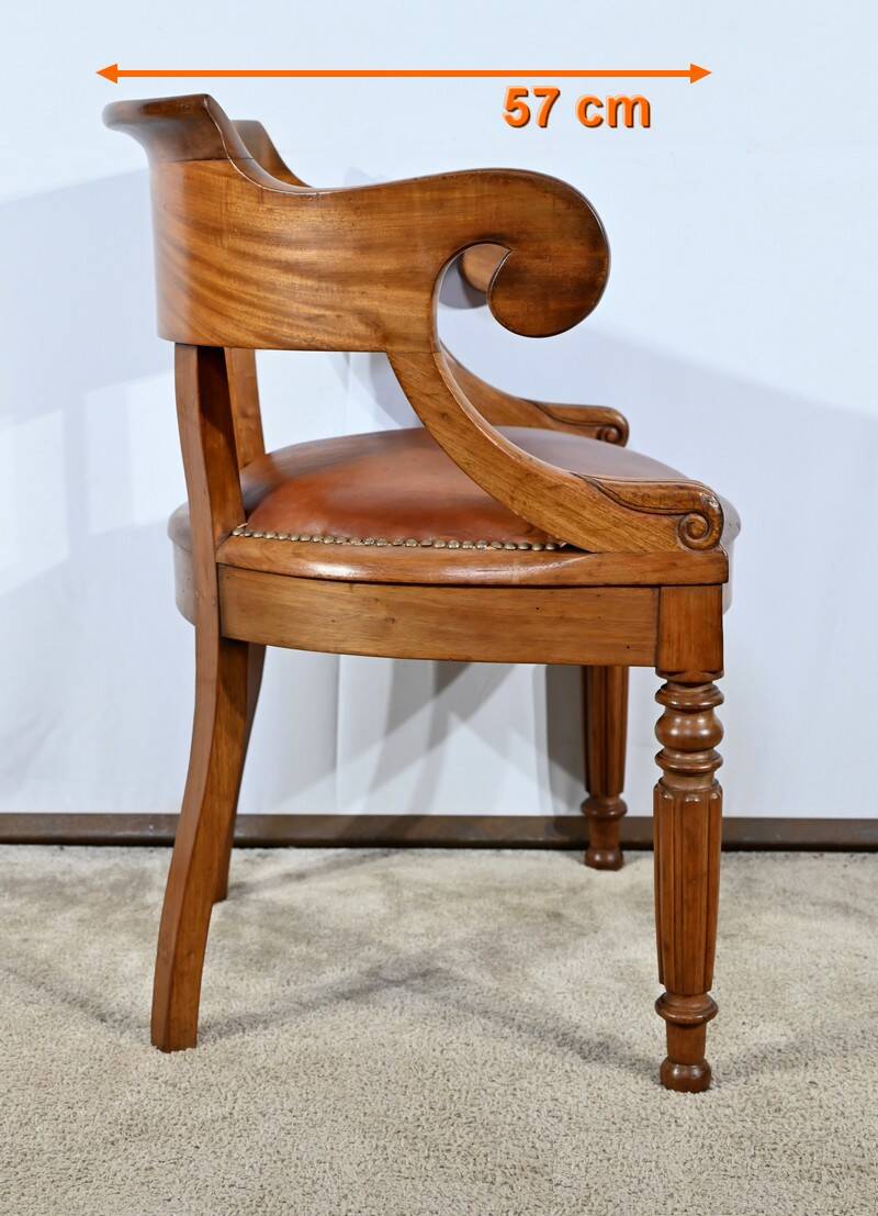 Mahogany Office Armchair, Louis Philippe Period – Mid-19th Century
