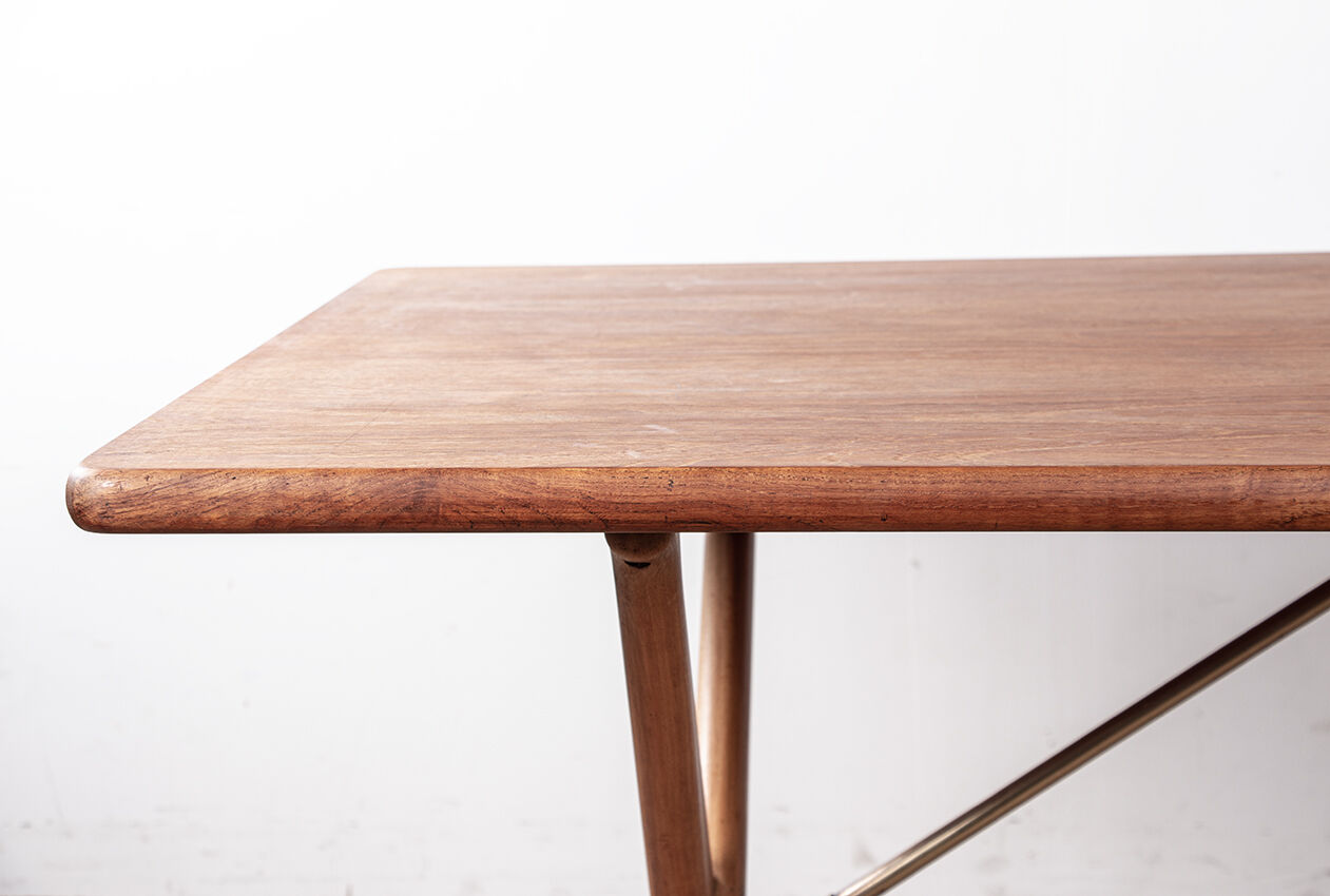 Danish dining table in teak, beech, and brass, model AT 303 Hans Wegner.