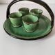 Plateau and its 4 ceramic workshop bowls - green Geneva
