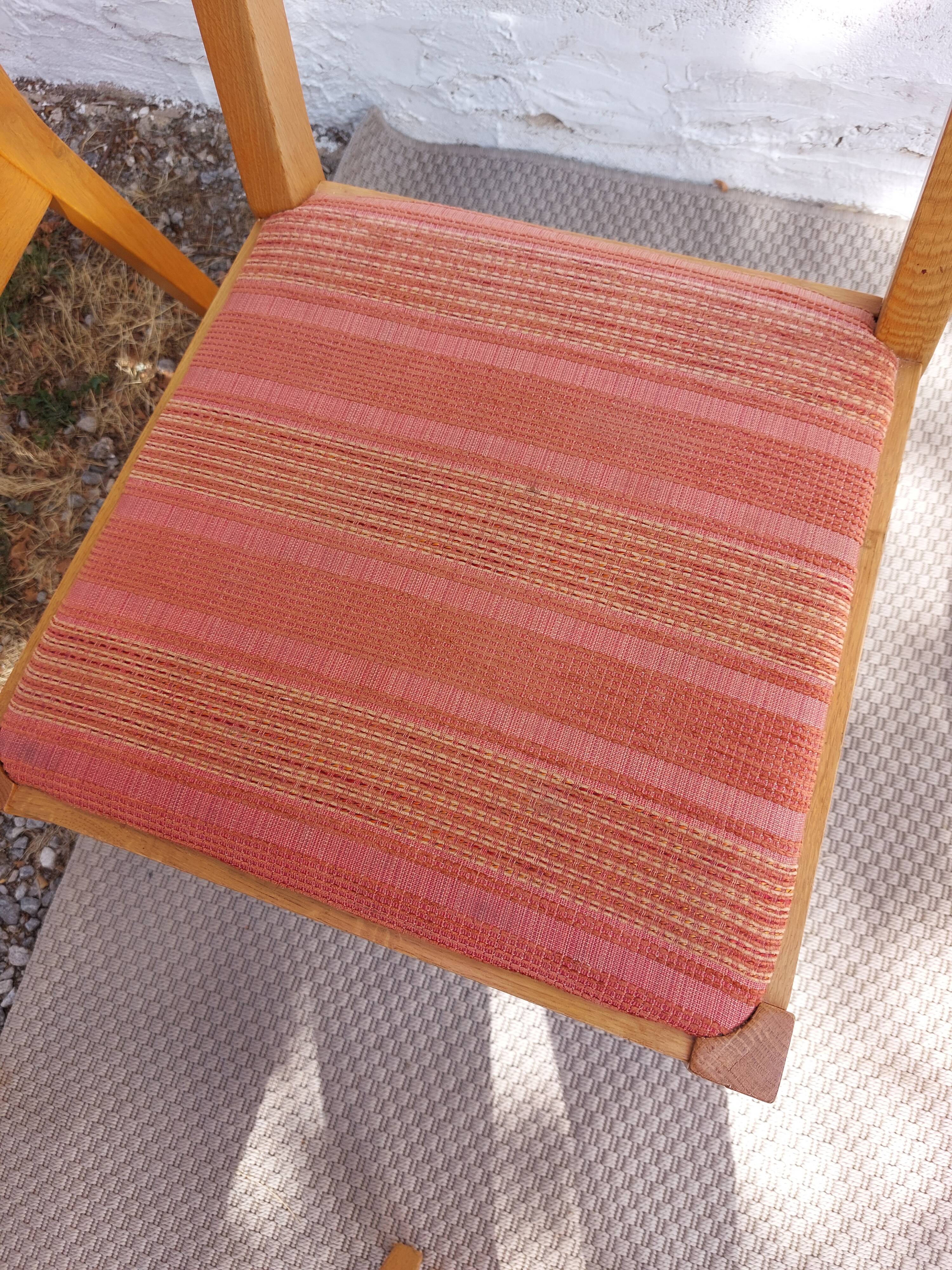 4 cosy chairs, solid wood and fabric