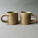 2 stoneware mugs Arts Ceram Grands fires, Puisaye sandstone