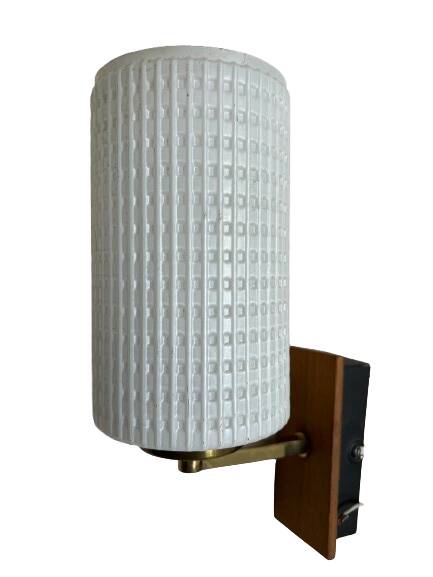 Pair of wood and glass wall sconces