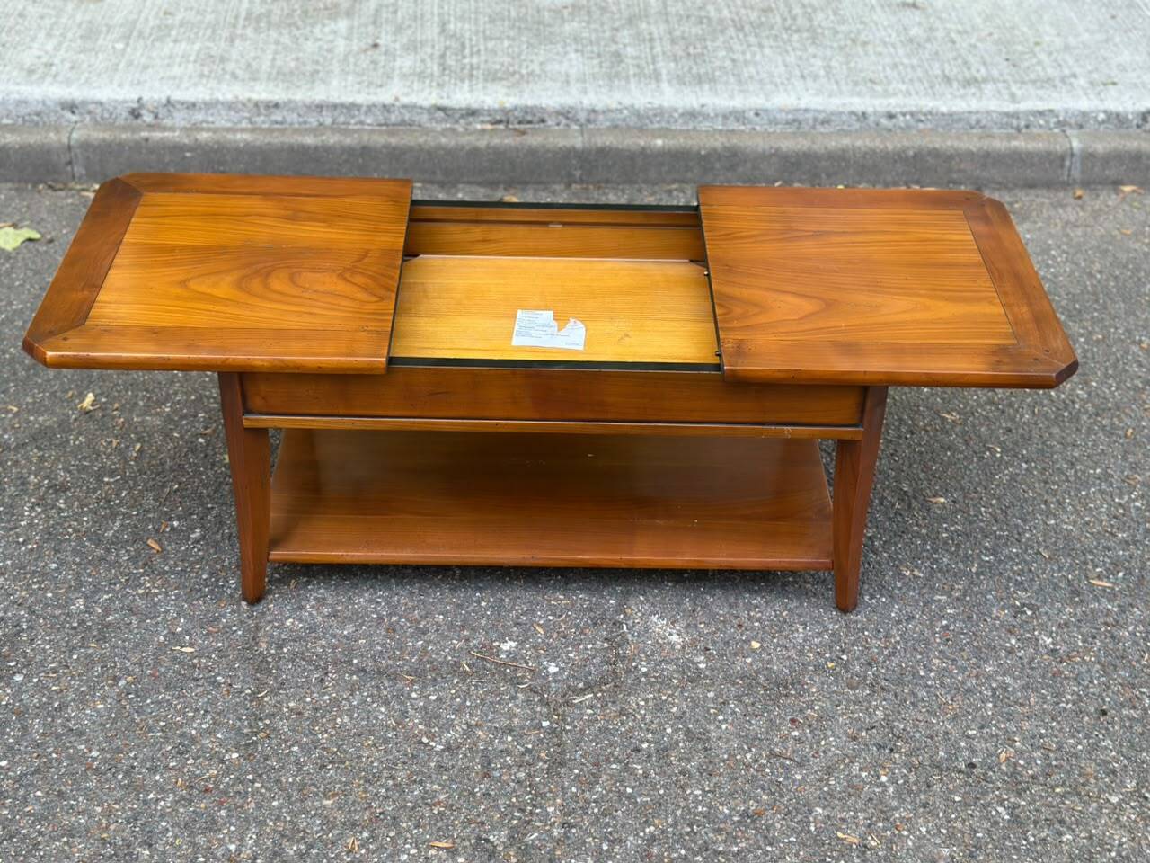 Solid wood bar coffee table DASRAS France sliding top storage 1