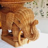 Side table or end of elephant sofa in wicker and rattan 70'