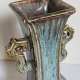 Vase soliflore bouteille chinoise à l'émail flambé