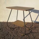 Vintage 50s trolley on wheels in tube and wooden top