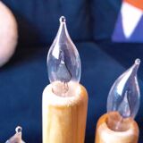 Vintage Swedish pine electric candelabra, 70s/80s