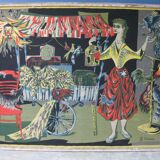 Vintage tapestry by Robert Debiève "The Bird Seller"