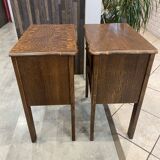 Pair of oak bedside tables with drawer and niche from the 1950s.