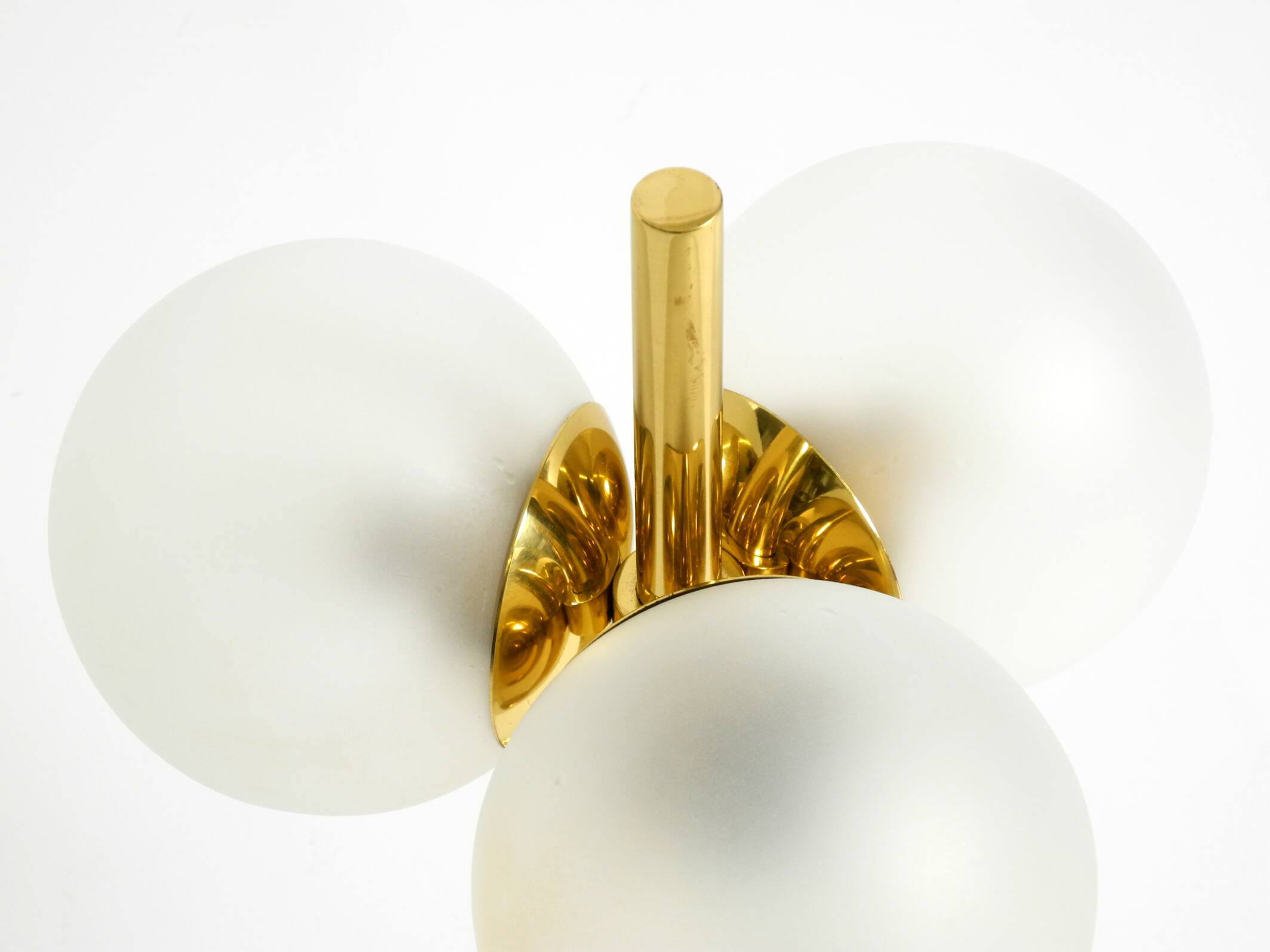 1960s Space Age brass table lamp by Kaiser Leuchten  with 3 glass globes