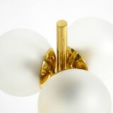 1960s Space Age brass table lamp by Kaiser Leuchten  with 3 glass globes
