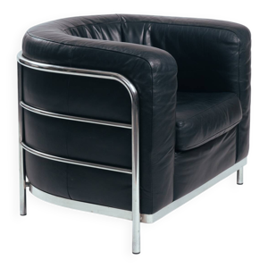 Fauteuil lounge en cuir - noir 1980