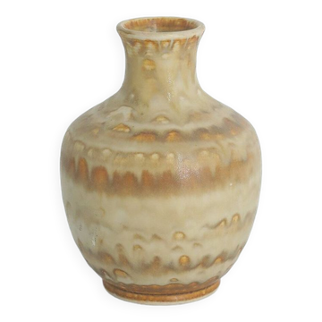 Small Mid-Century Modern Scandinavian Collection Vase in Beige Stoneware by Gunnar Borg for Höganäs