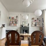 Pair of Art Deco armchairs in wood and cane.