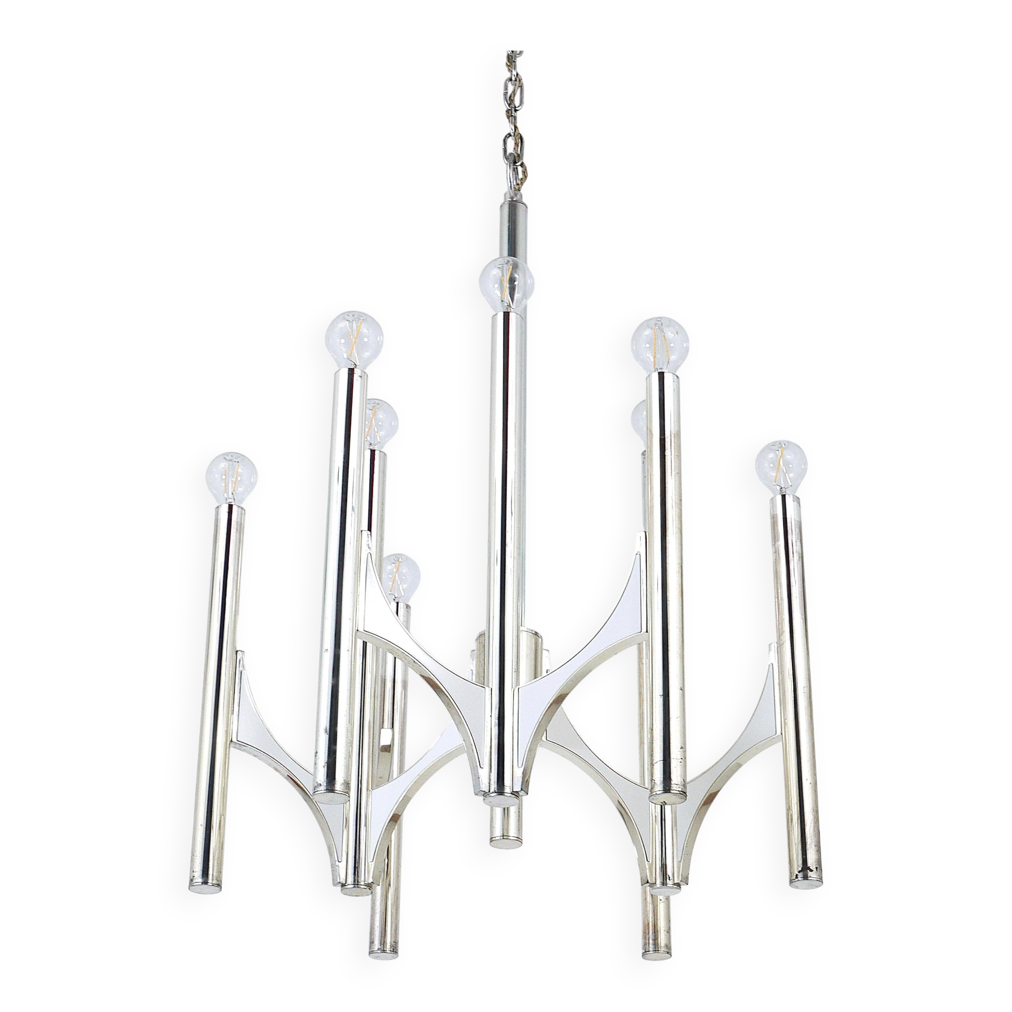 Mid-Century Lustre Gaetano Sciolari Sirius Silvered, Lightolier, Italy