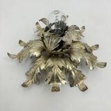 Hollywood regency leaf flower ceiling light flush mount , 1970s