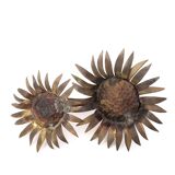 Brutalist brass sunflower sculpture, 1950s