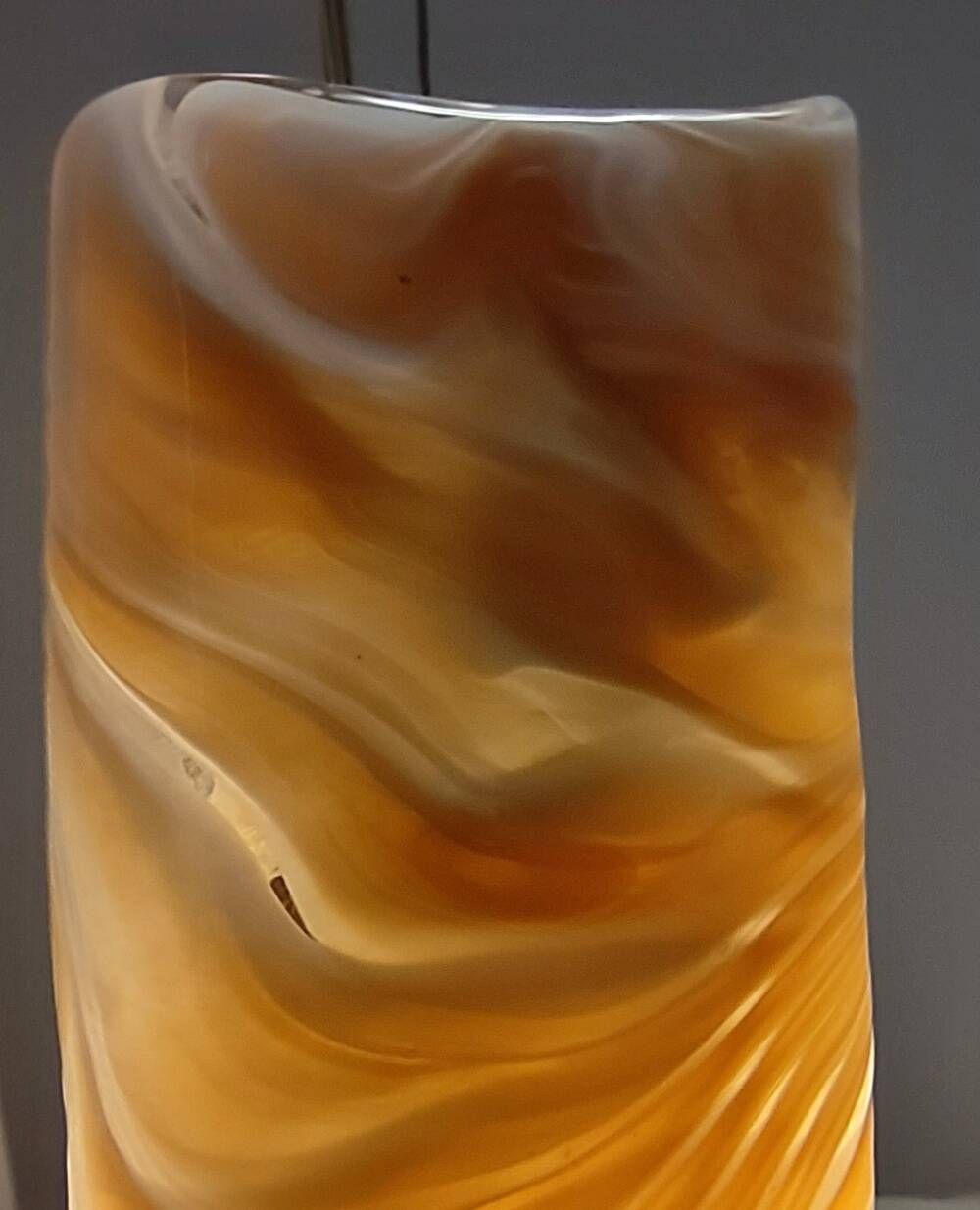 Postmodern Orange Murano Glass and Brass Pendant by La Murrina, Italy, 1980
