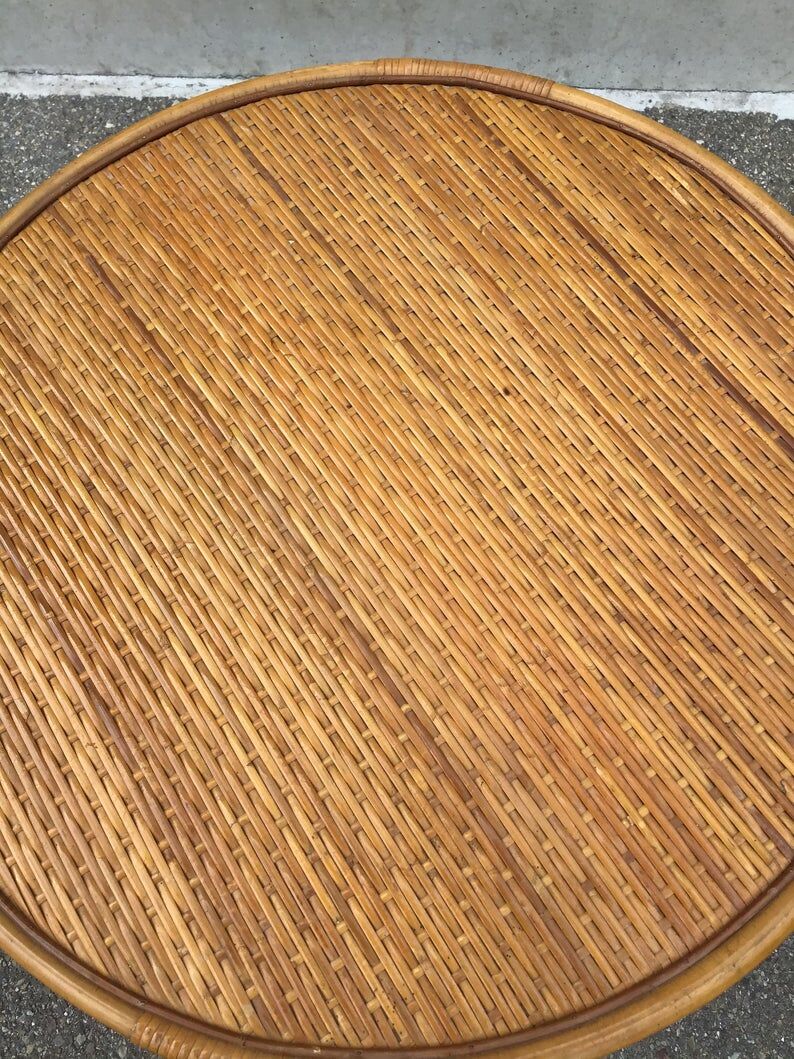 Mid-century vintage coffee table in rattan and bamboo 50/60s