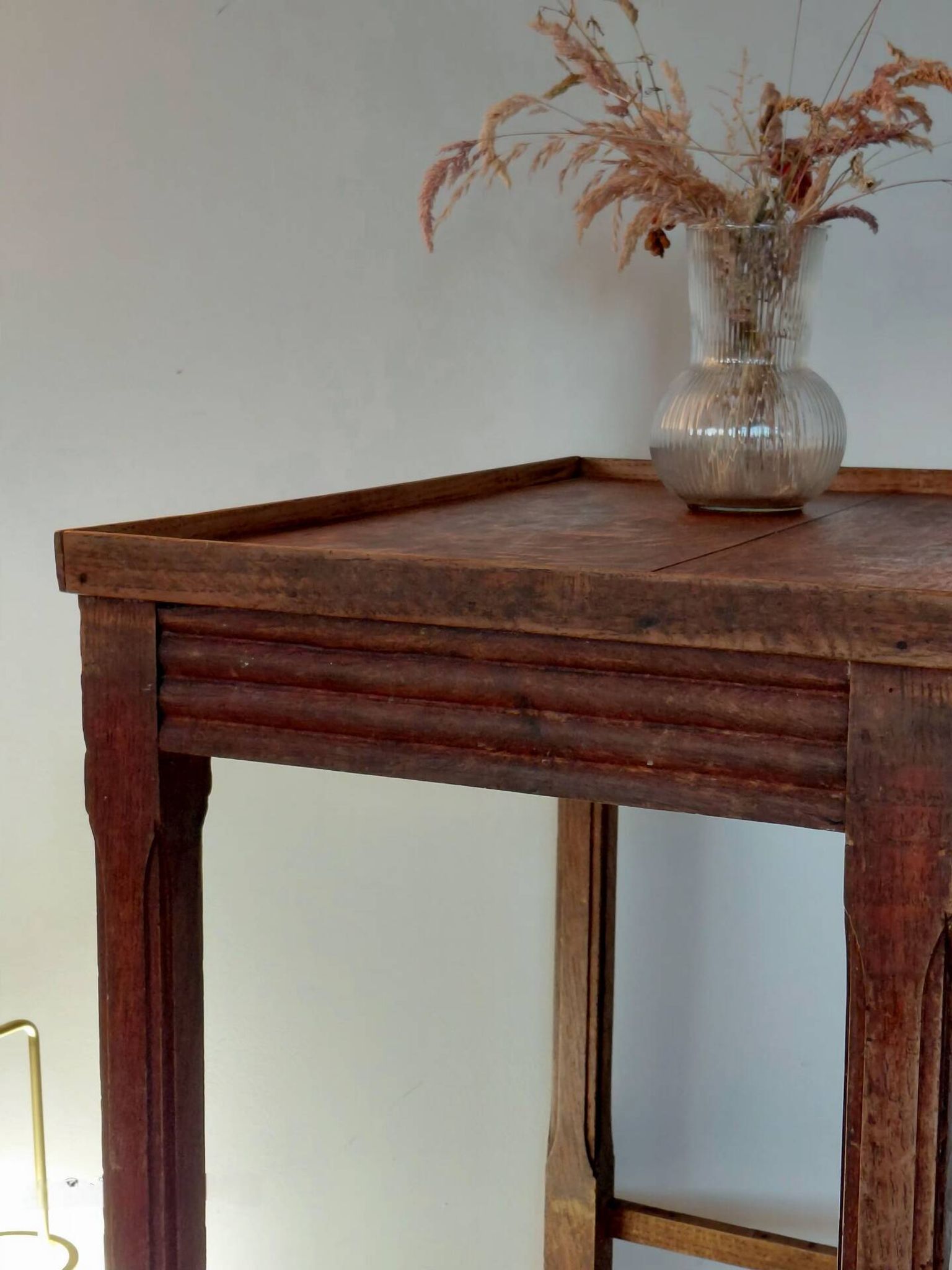 Vintage wooden wheeled side table/console