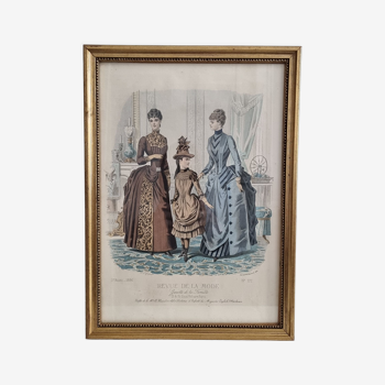 Framed fashion engraving 1886 fashion review