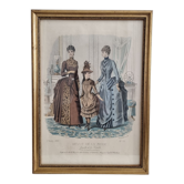 Gravure de mode encadrée 1886 revue de la mode