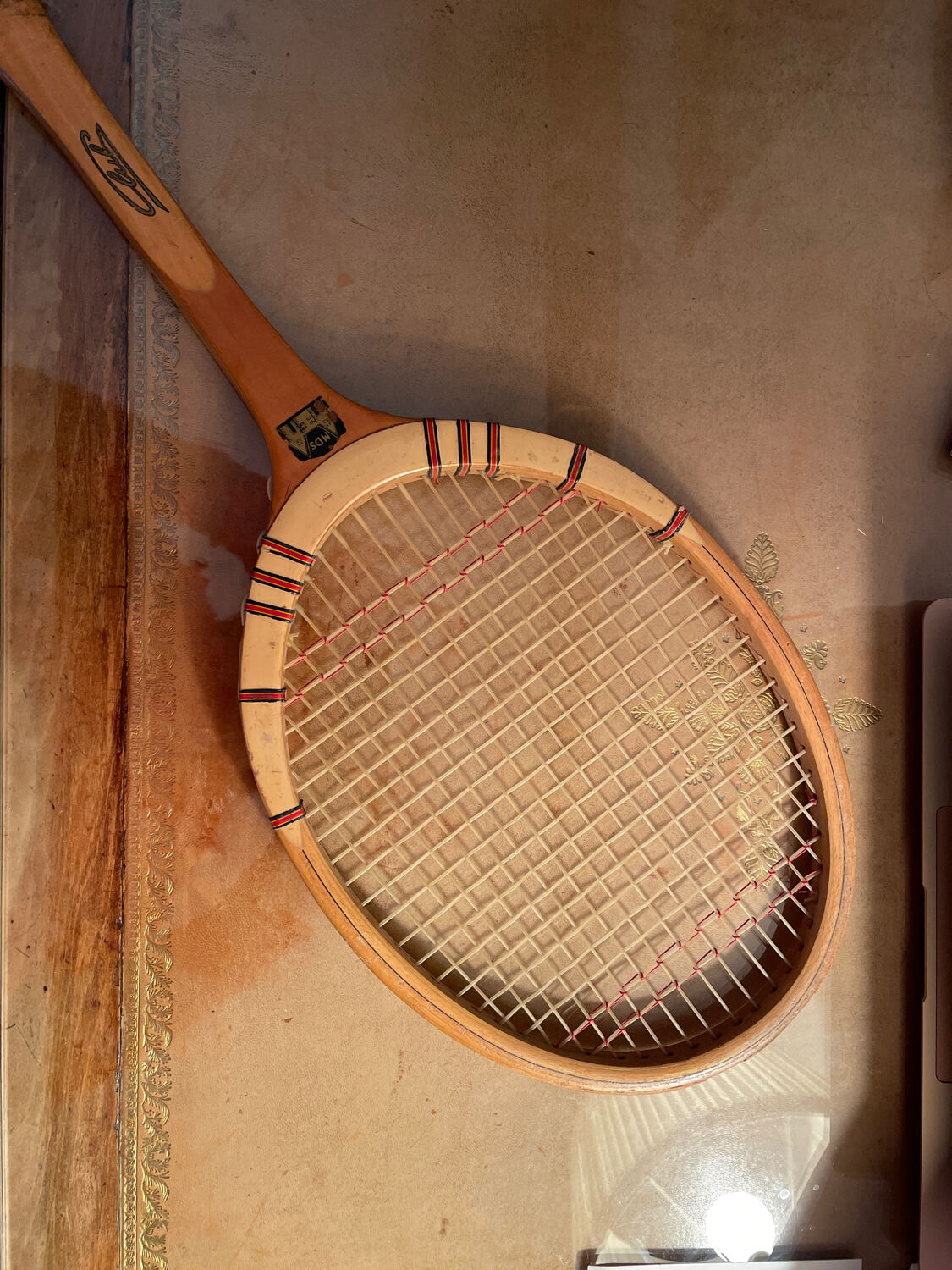Vintage blond wood tennis racket