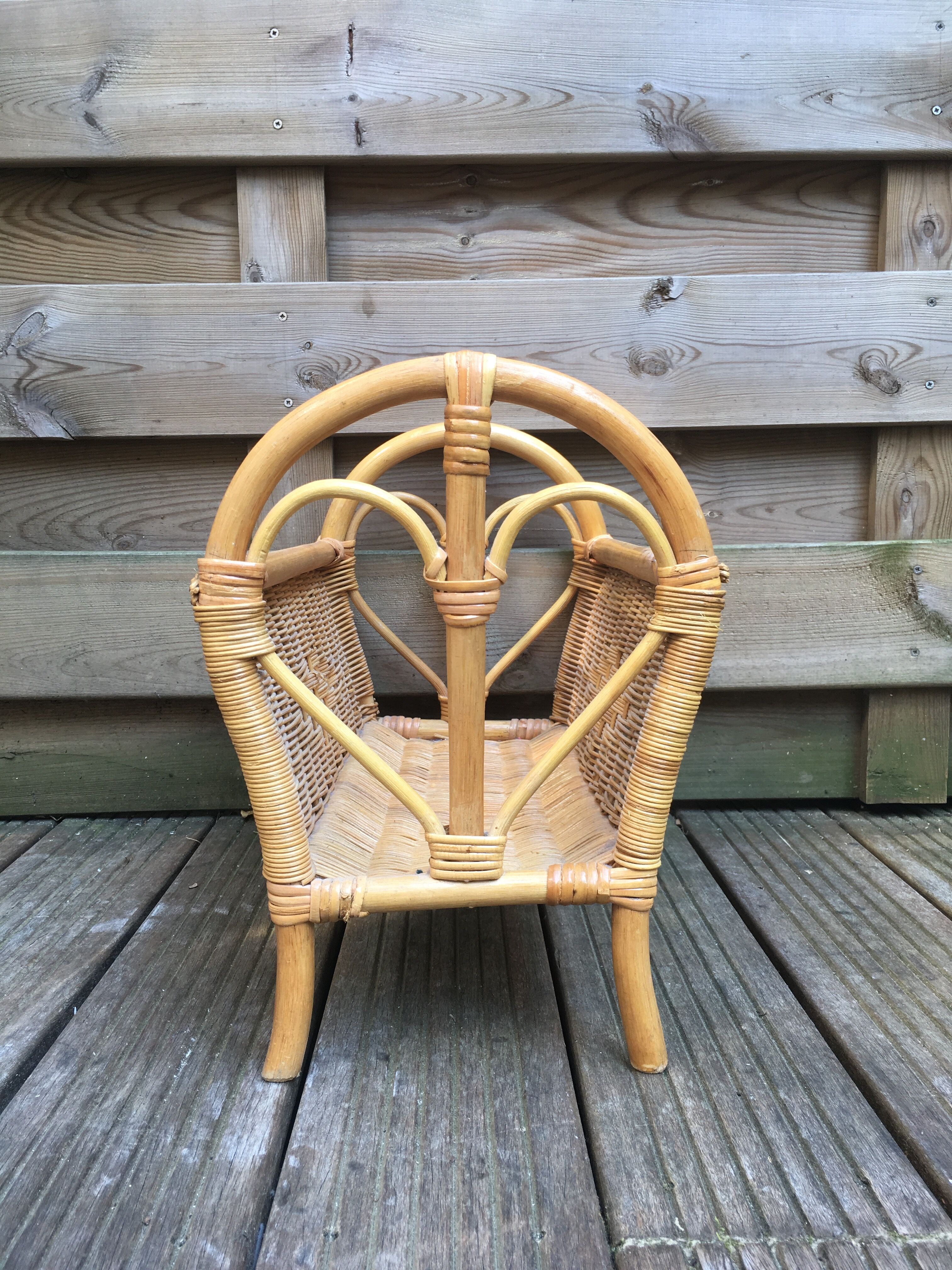 Old rattan magazine rack