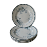 Set de 6 assiettes plates Roscoff, Choisy le Roi Boulenger Terre de Fer