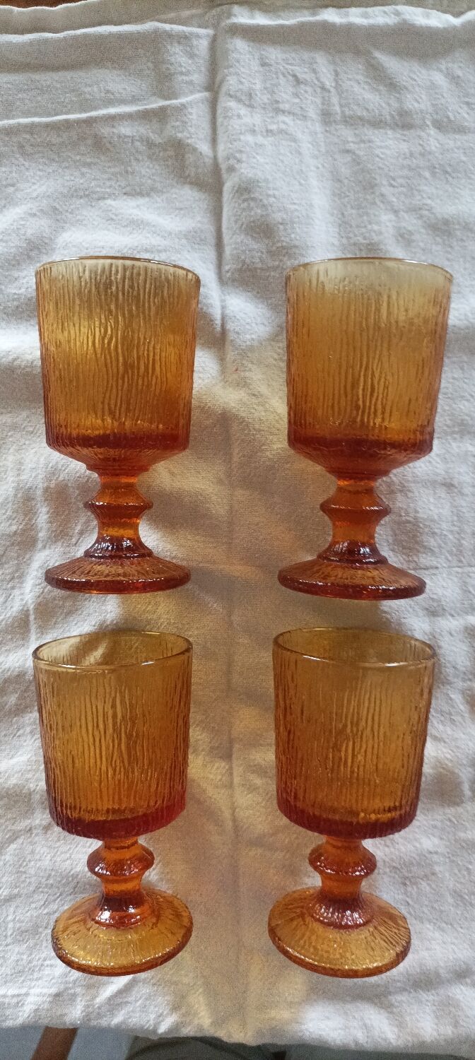 Amber stemmed glass