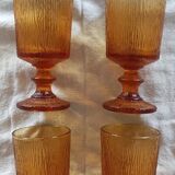 Amber stemmed glass