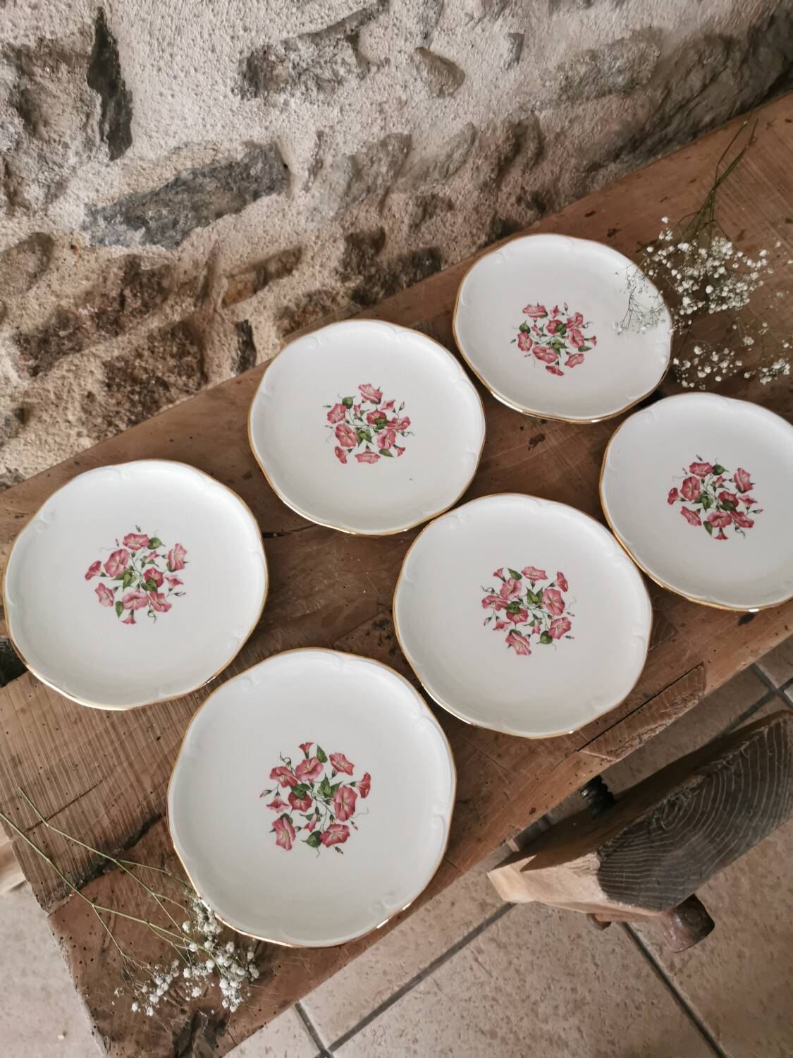 6 gien dessert plates, liseron