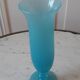 Turquoise blue serrated opaline vase