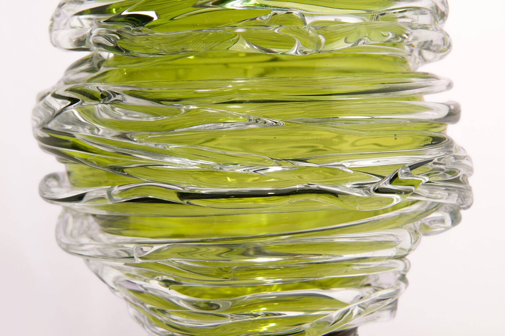 'Tamtam Honey' vase in crystal and green glass - Sem Schanzer (as l'Anverre
