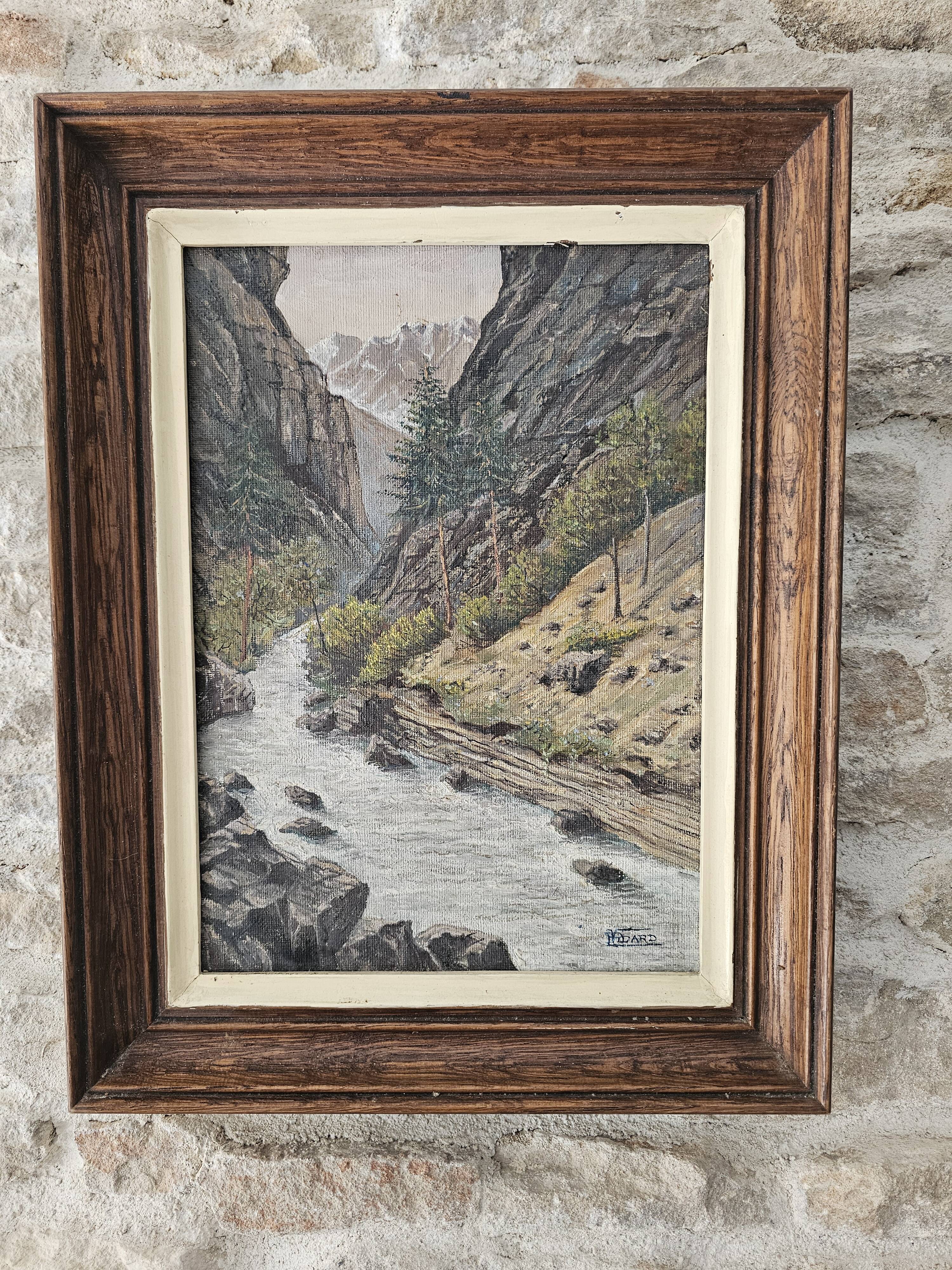 Oil on Canvas Painting Landscape Gorges of Queyras Hautes Alpes signed V Pida