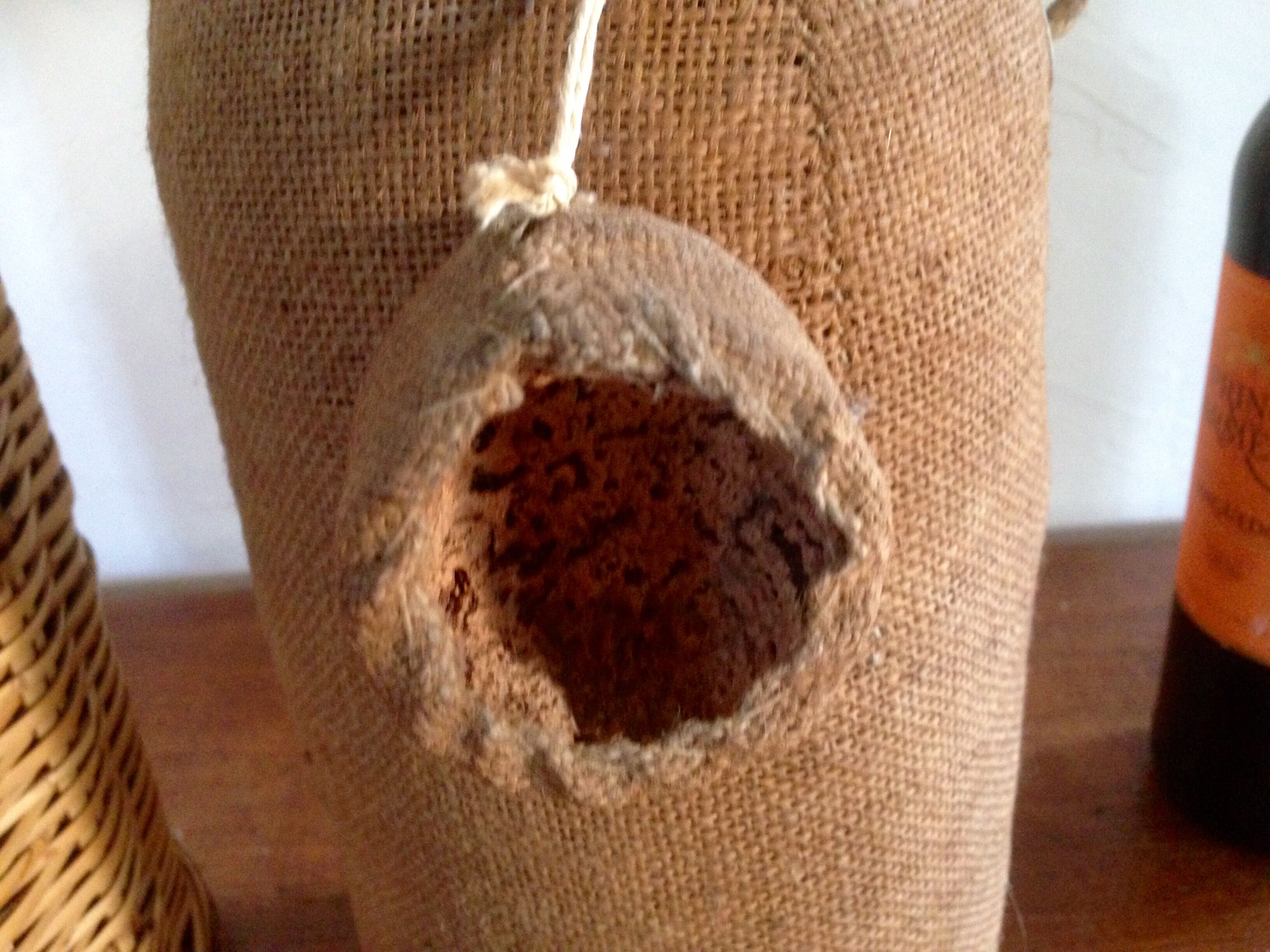 Bottle vintage burlap