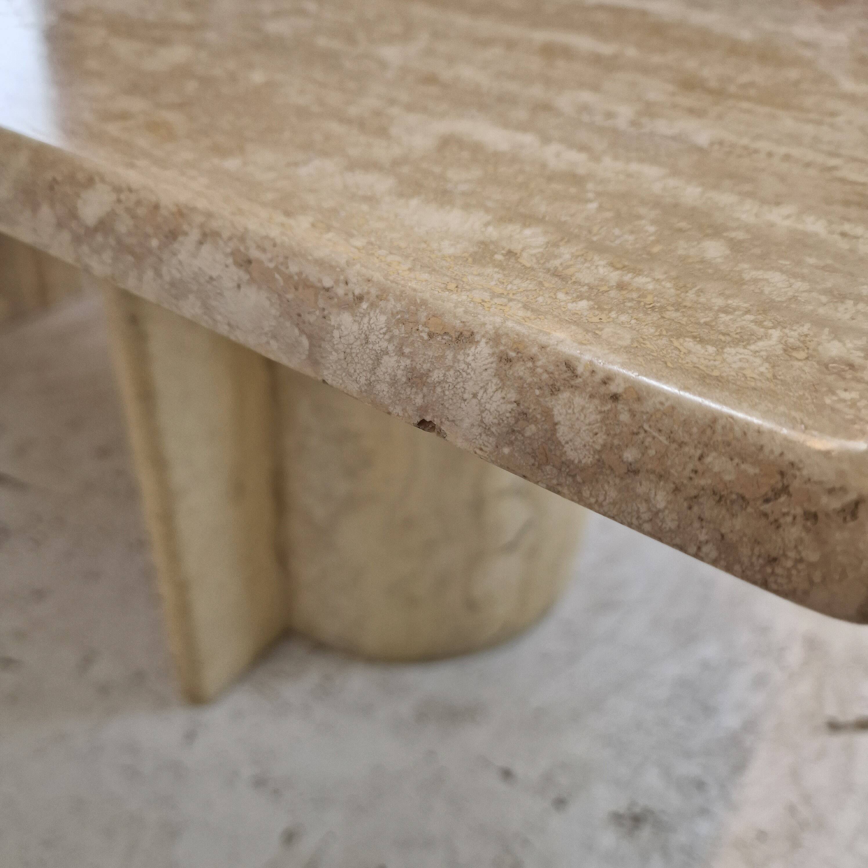 Italian Coffee Table in Travertine, 1980s