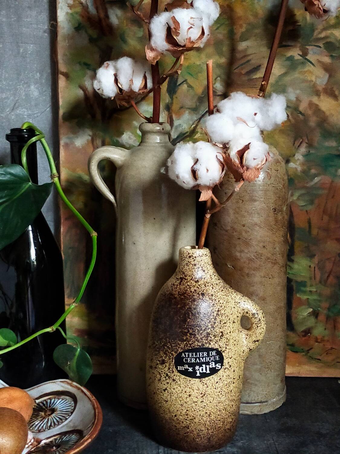 Single-flower vase, ceramic bottle by Max Idlas