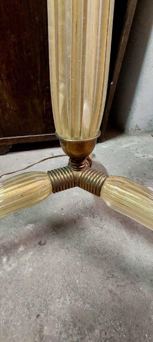 Barovier & Toso tripod floor lamp in gilded Murano glass 1930/40