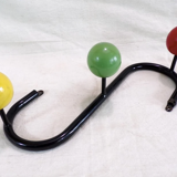 Coat rack vintage hook 50s rockabilly metal and wooden balls color red green yellow vintage France