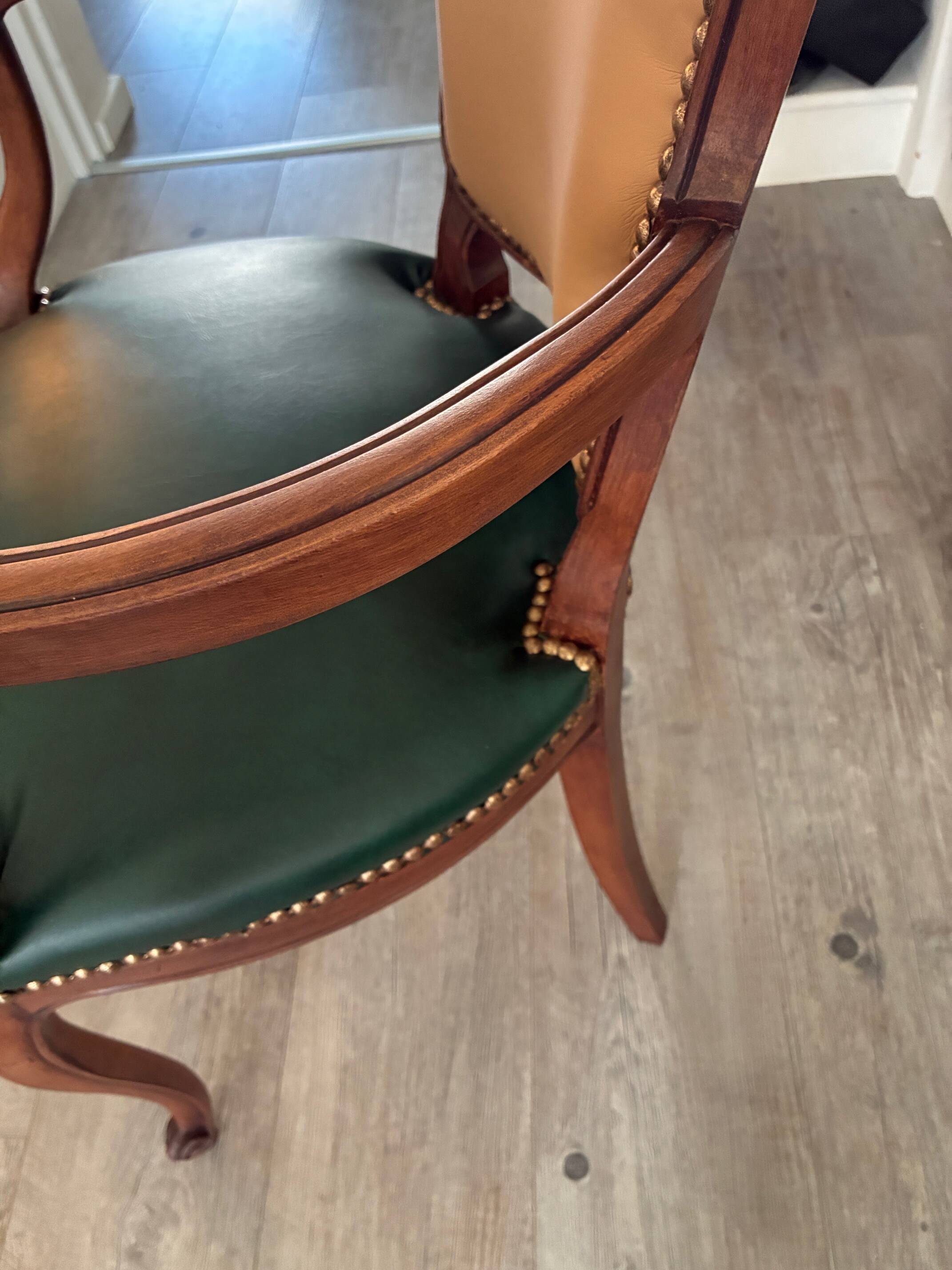 Pair of newly upholstered cabriolet armchairs