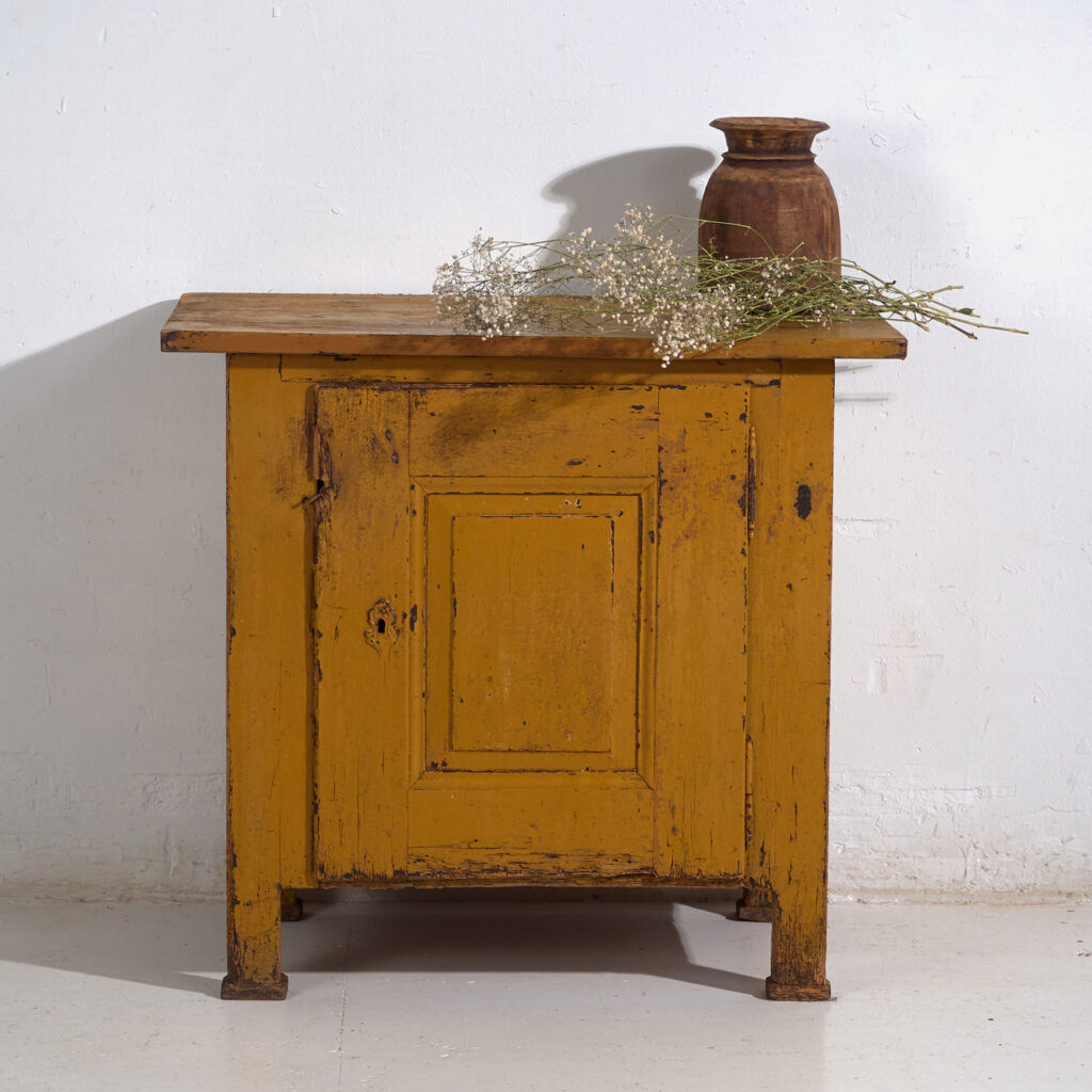 Small mustard-coloured cabinet – Central Europe, around 1890