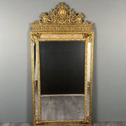 Large antique gilded metal mirror, 19th century